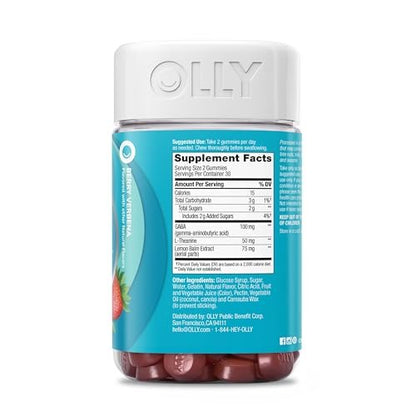 OLLY Goodbye Stress Gummibärchen mit GABA, L-Theanin und Zitronenmelisse – Stressabbau, Blaubeergeschmack, 60 Stück