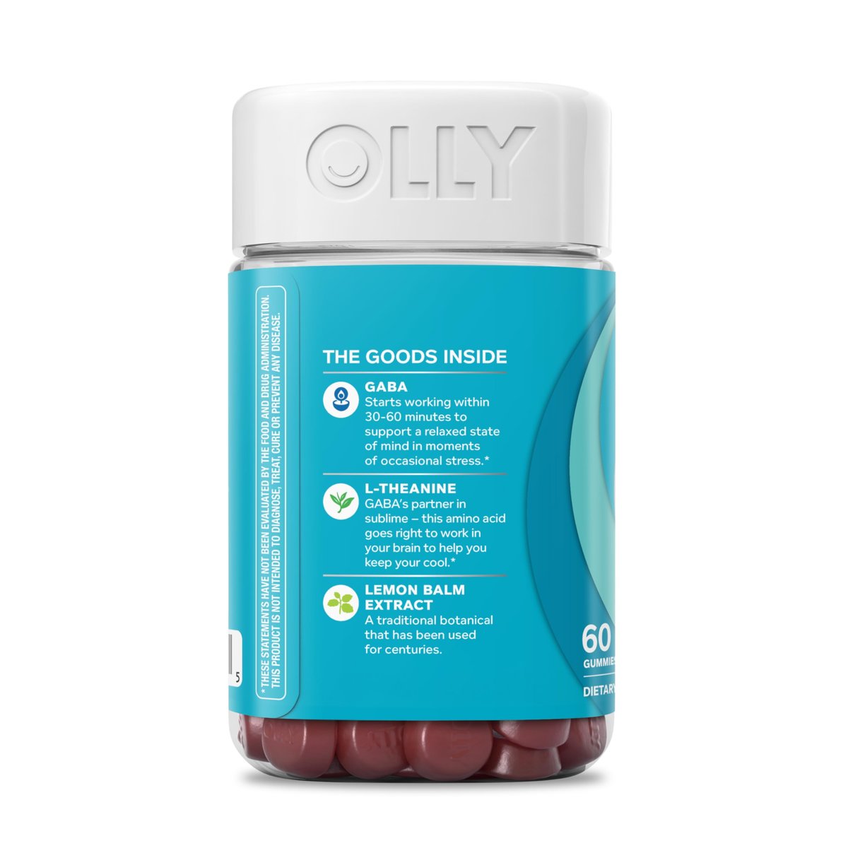 OLLY Goodbye Stress Gummibärchen mit GABA, L-Theanin und Zitronenmelisse – Stressabbau, Blaubeergeschmack, 60 Stück