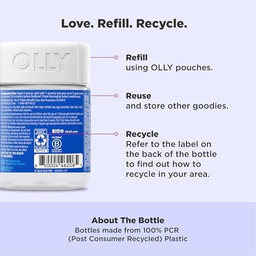 OLLY Kids Schlafgummis mit Melatonin, L-Theanin, Kamille und Zitronenmelisse, Himbeergeschmack - 70 Stück