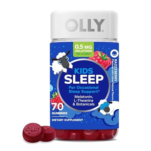 OLLY Kids Schlafgummis mit Melatonin, L-Theanin, Kamille und Zitronenmelisse, Himbeergeschmack - 70 Stück