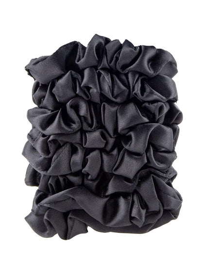 Satin Scrunchies – Keine Falten, keine Schäden – Sanfte, stilvolle Haargummis für dünnes und normales Haar, Schwarz, 8 Stück