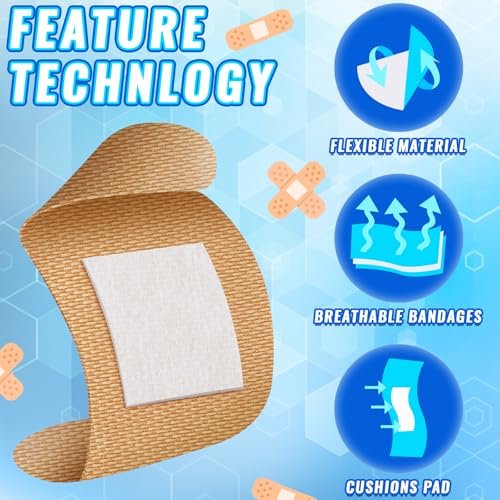 Marsui 200 Pcs Klebepflaster Quadratisch Beige Flexible Wundschnellverband Nicht Latex Fingerkuppe für Kleine Schnitte Wundversorgung Diskret Erste Hilfe und Verdeckt Hautstellen (1,5")