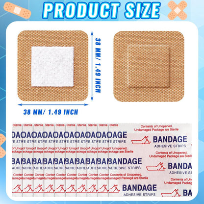 Marsui 200 Pcs Klebepflaster Quadratisch Beige Flexible Wundschnellverband Nicht Latex Fingerkuppe für Kleine Schnitte Wundversorgung Diskret Erste Hilfe und Verdeckt Hautstellen (1,5")