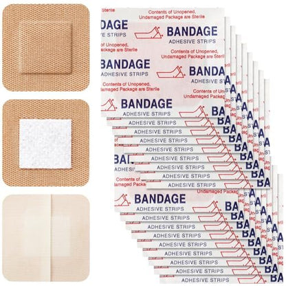 Marsui 200 Pcs Klebepflaster Quadratisch Beige Flexible Wundschnellverband Nicht Latex Fingerkuppe für Kleine Schnitte Wundversorgung Diskret Erste Hilfe und Verdeckt Hautstellen (1,5")