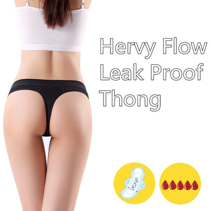 ZVZK Periodenslip für Frauen – Auslaufsichere Perioden-Strings, saugfähige Menstruationsunterwäsche für starke Tage, G-Strings (M, 3x Schwarz)