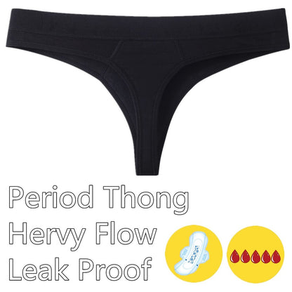 ZVZK Periodenslip für Frauen – Auslaufsichere Perioden-Strings, saugfähige Menstruationsunterwäsche für starke Tage, G-Strings (M, 3x Schwarz)