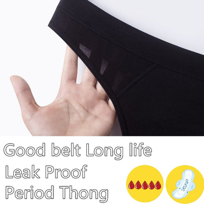 ZVZK Periodenslip für Frauen – Auslaufsichere Perioden-Strings, saugfähige Menstruationsunterwäsche für starke Tage, G-Strings (M, 3x Schwarz)