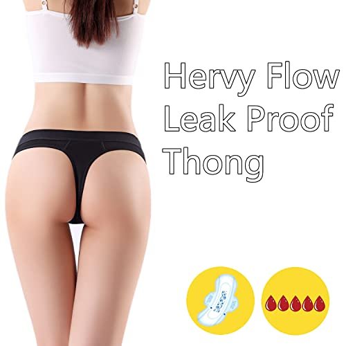 ZVZK Periodenslip für Frauen – Auslaufsichere Perioden-Strings, saugfähige Menstruationsunterwäsche für starke Tage, G-Strings (M, 3x Schwarz)