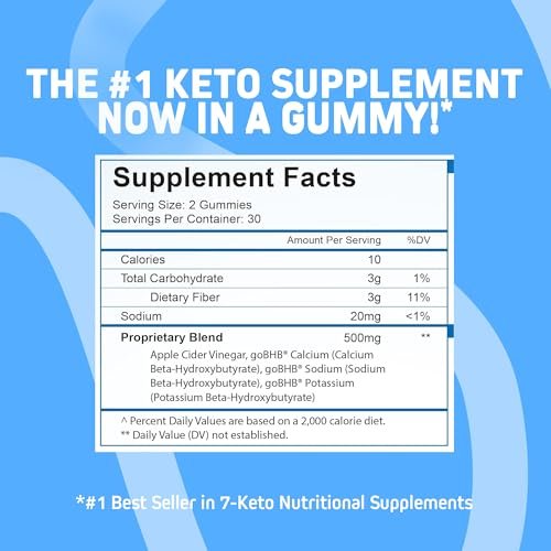Herbtonics Keto Apfelessig Gummis | Verdauung & Detox | GLP-1 Unterstützung | Zuckerfreie BHB-Formel für Keto – Roh-Apfelessig mit der Mutter – 60 vegane ACV Gummis