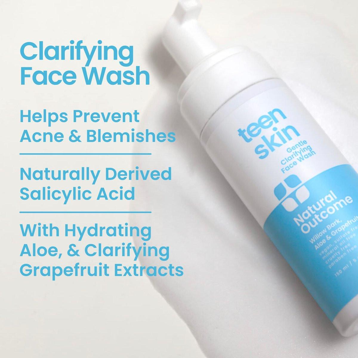 natural outcome Teen Skin Face Wash Duo | Sanfte, schäumende Gesichtsreinigung für Jungen & Mädchen | Nicht-toxische Inhaltsstoffe | Ideal für Teenager, Pre-Teens & Kinder zur Vorbeugung von Akne | Zwei 150-ml-Flaschen