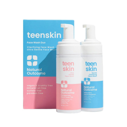 natural outcome Teen Skin Face Wash Duo | Sanfte, schäumende Gesichtsreinigung für Jungen & Mädchen | Nicht-toxische Inhaltsstoffe | Ideal für Teenager, Pre-Teens & Kinder zur Vorbeugung von Akne | Zwei 150-ml-Flaschen