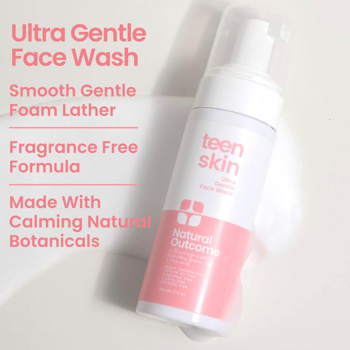 natural outcome Teen Skin Face Wash Duo | Sanfte, schäumende Gesichtsreinigung für Jungen & Mädchen | Nicht-toxische Inhaltsstoffe | Ideal für Teenager, Pre-Teens & Kinder zur Vorbeugung von Akne | Zwei 150-ml-Flaschen