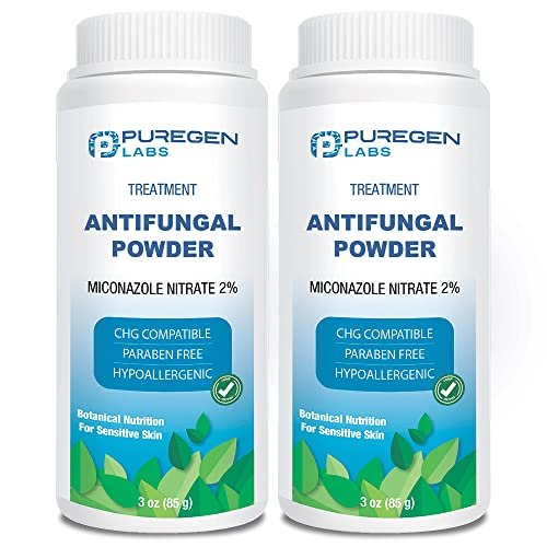 Puregen Labs Antifungal-Puder mit 2% Miconazolnitrat gegen Fußpilz, Juckreiz und Ringelflechte, Talkumfrei, 85 g