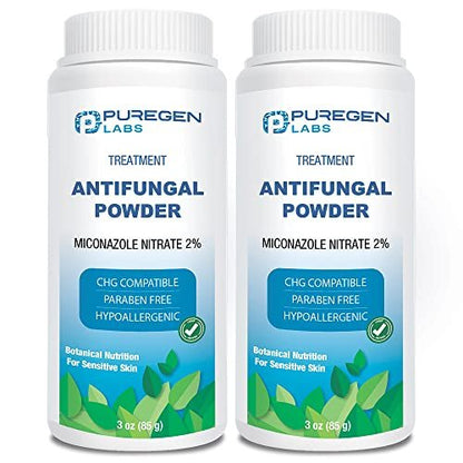 Puregen Labs Antifungal-Puder mit 2% Miconazolnitrat gegen Fußpilz, Juckreiz und Ringelflechte, Talkumfrei, 85 g