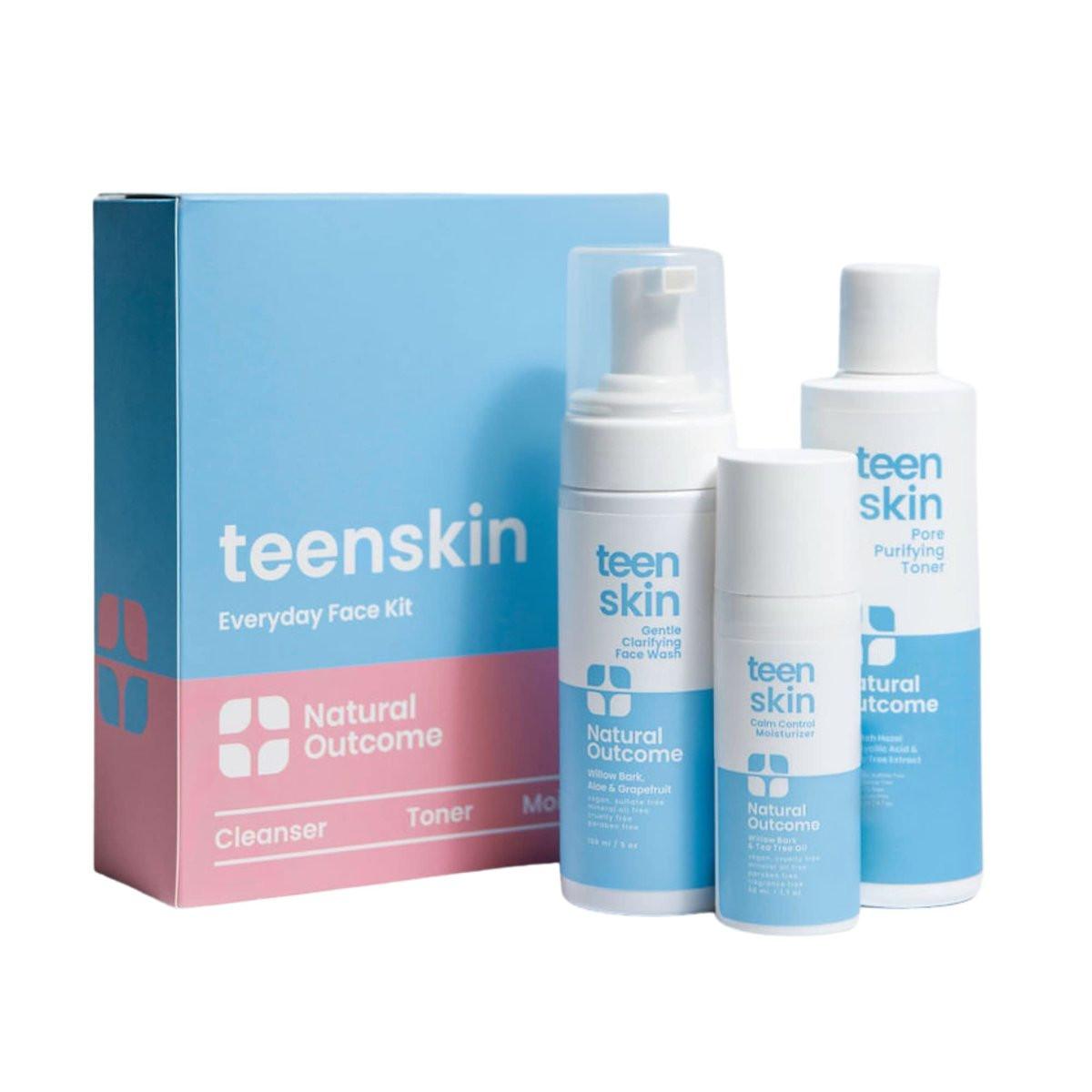 Teen Skin Care Kit 3-Stufen | Akne Gesichtsreinigung Hautpflege-Regime | Gesichtsreinigung, Toner & Feuchtigkeitscreme für Teenager & Preteens | 3-teiliges Set von Natural Outcome