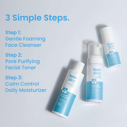 Teen Skin Care Kit 3-Stufen | Akne Gesichtsreinigung Hautpflege-Regime | Gesichtsreinigung, Toner & Feuchtigkeitscreme für Teenager & Preteens | 3-teiliges Set von Natural Outcome