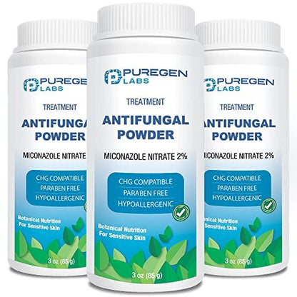 Puregen Labs Antifungal Puder mit 2% Miconazolnitrat gegen Fußpilz, Juckreiz und Ringelflechte – Talkumfrei, 85 g