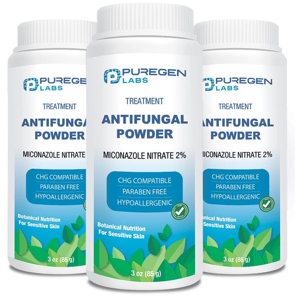 Puregen Labs Antifungal Puder mit 2% Miconazolnitrat gegen Fußpilz, Juckreiz und Ringelflechte – Talkumfrei, 85 g