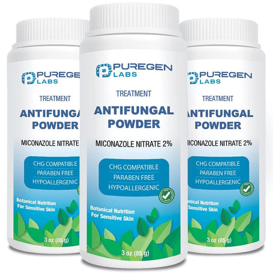 Puregen Labs Antifungal Puder mit 2% Miconazolnitrat gegen Fußpilz, Juckreiz und Ringelflechte – Talkumfrei, 85 g