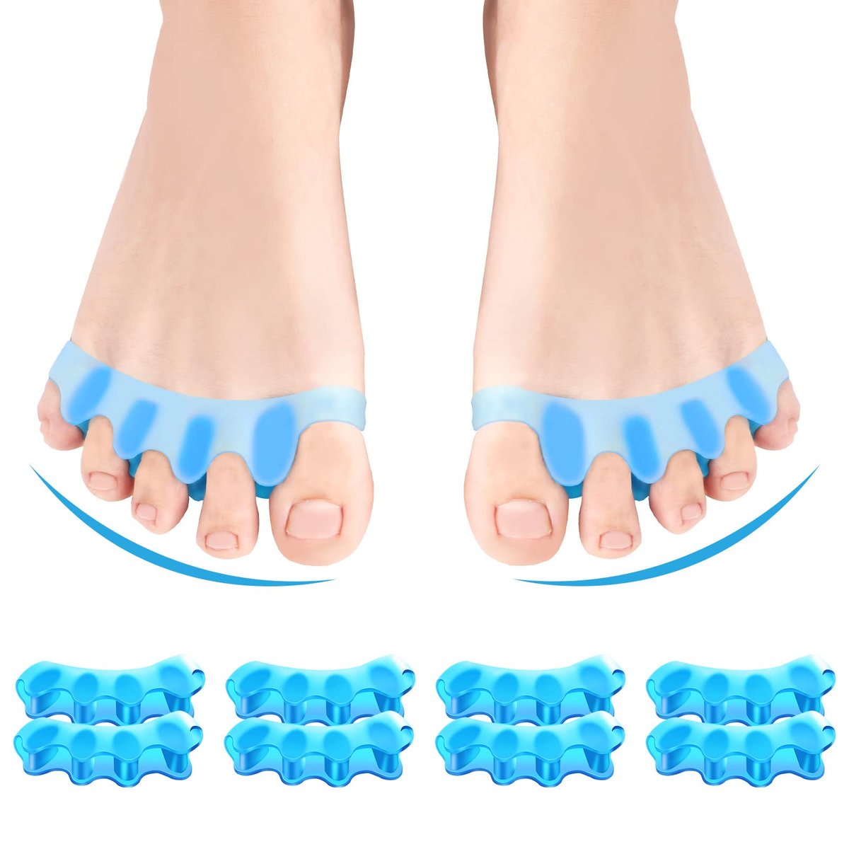 8 Stück Professionelle Zehenspreizer aus Silikon von Juzure – Zehenkorrektur für Hallux Valgus und gerade Zehen – Zehentrenner, Zehenstrecker für Damen und Herren