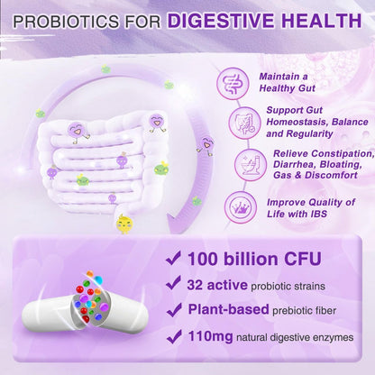 ZEBORA Probiotika für Frauen Verdauungsgesundheit mit Enzymen & Präbiotika 100 Milliarden KBE | Vaginale Probiotika mit D-Mannose & Cranberry | Unterstützung der Harnwege | Immunsystem, 90 Kapseln