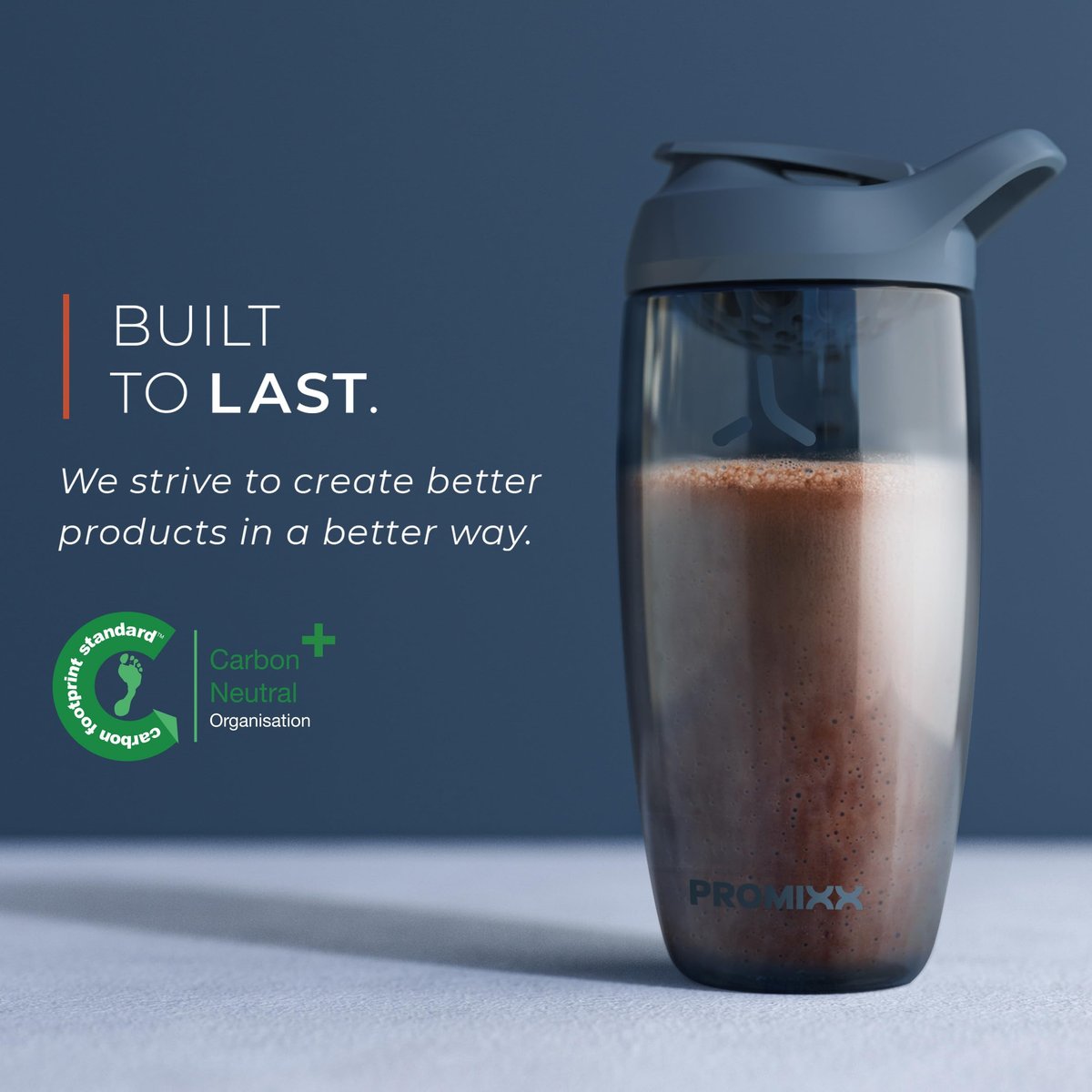 Promixx Pursuit Protein Shaker Flasche (32 oz) – Lautloser No-Ball Mixer, Auslaufsicherer Deckel, BPA/BPS & Phthalat-freies ECOZEN – Leicht zu reinigender Shaker-Becher für Proteinshakes, Pre- & Post-Workout-Smoothies