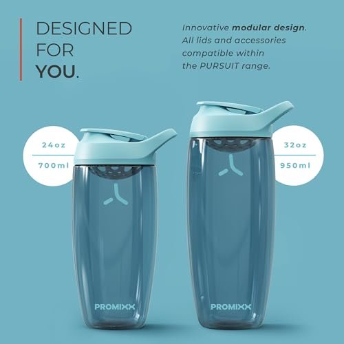 Promixx Pursuit Protein Shaker Flasche (32 oz) – Lautloser No-Ball Mixer, Auslaufsicherer Deckel, BPA/BPS & Phthalat-freies ECOZEN – Leicht zu reinigender Shaker-Becher für Proteinshakes, Pre- & Post-Workout-Smoothies