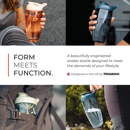 Promixx Pursuit Protein Shaker Flasche (32 oz) – Lautloser No-Ball Mixer, Auslaufsicherer Deckel, BPA/BPS & Phthalat-freies ECOZEN – Leicht zu reinigender Shaker-Becher für Proteinshakes, Pre- & Post-Workout-Smoothies