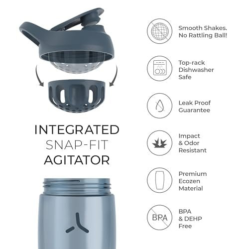 Promixx Pursuit Protein Shaker Flasche (32 oz) – Lautloser No-Ball Mixer, Auslaufsicherer Deckel, BPA/BPS & Phthalat-freies ECOZEN – Leicht zu reinigender Shaker-Becher für Proteinshakes, Pre- & Post-Workout-Smoothies