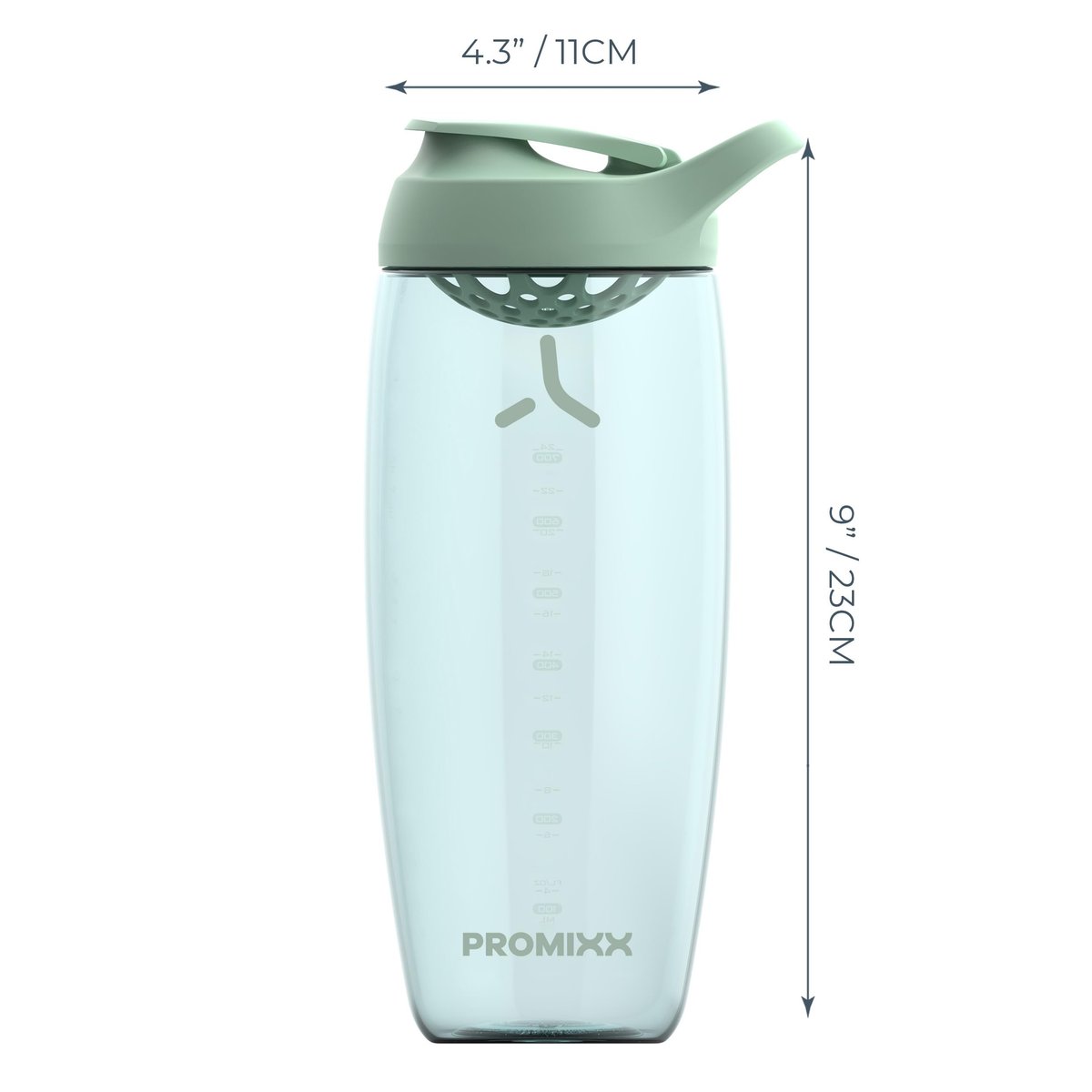 Promixx Pursuit Protein Shaker Flasche (32 oz) – Lautloser No-Ball Mixer, Auslaufsicherer Deckel, BPA/BPS & Phthalat-freies ECOZEN – Leicht zu reinigender Shaker-Becher für Proteinshakes, Pre- & Post-Workout-Smoothies