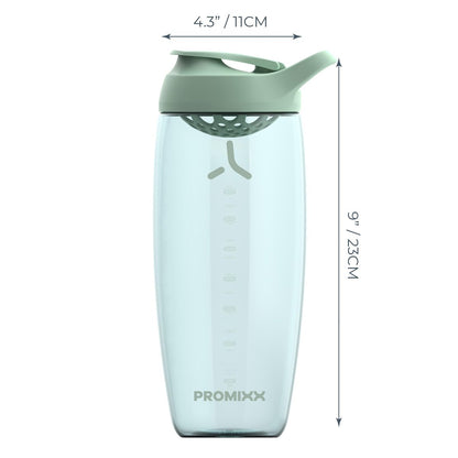 Promixx Pursuit Protein Shaker Flasche (32 oz) – Lautloser No-Ball Mixer, Auslaufsicherer Deckel, BPA/BPS & Phthalat-freies ECOZEN – Leicht zu reinigender Shaker-Becher für Proteinshakes, Pre- & Post-Workout-Smoothies