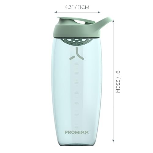 Promixx Pursuit Protein Shaker Flasche (32 oz) – Lautloser No-Ball Mixer, Auslaufsicherer Deckel, BPA/BPS & Phthalat-freies ECOZEN – Leicht zu reinigender Shaker-Becher für Proteinshakes, Pre- & Post-Workout-Smoothies