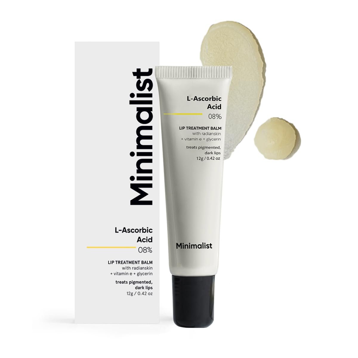 Minimalist Lip Balm mit L-Ascorbinsäure 8% – Feuchtigkeitsspendend, pflegend & aufhellend für geschmeidige Lippen | Für Frauen & Männer | 0,42 Unzen / 12 g