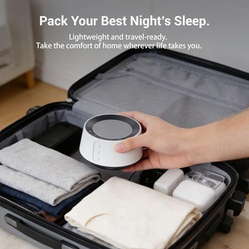 BGOVERSS Weißes Rauschgerät mit Nachtlicht – 20 beruhigende Klänge, 10 Farben, 5 Timer & Memory-Funktion, tragbarer Schlaf-Soundmachine für Babyzimmer, Kinder & Erwachsene, Rosa