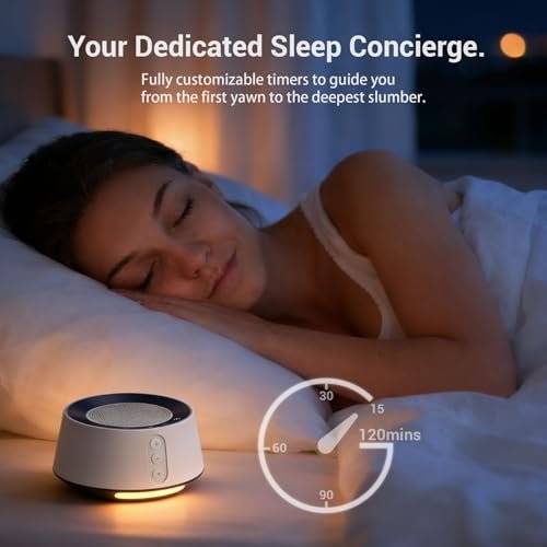 BGOVERSS Weißes Rauschgerät mit Nachtlicht – 20 beruhigende Klänge, 10 Farben, 5 Timer & Memory-Funktion, tragbarer Schlaf-Soundmachine für Babyzimmer, Kinder & Erwachsene, Rosa
