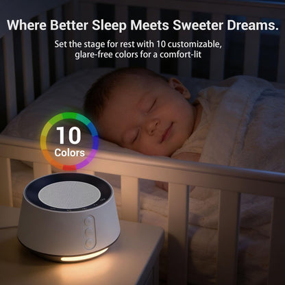BGOVERSS Weißes Rauschgerät mit Nachtlicht – 20 beruhigende Klänge, 10 Farben, 5 Timer & Memory-Funktion, tragbarer Schlaf-Soundmachine für Babyzimmer, Kinder & Erwachsene, Rosa