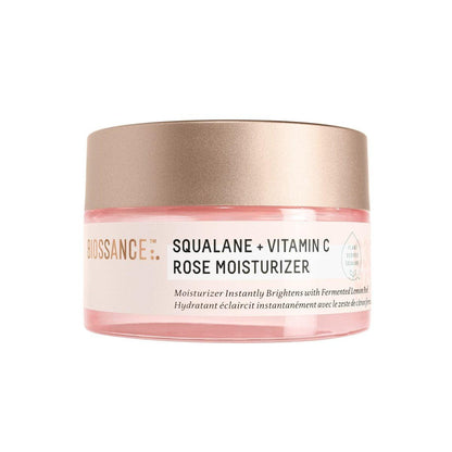 Biossance Squalan + Vitamin C Rosen-Gesichtsfeuchtigkeitscreme – Antioxidantienreiche Tages-/Nacht-Gesichtslotion – Hydratisiert und glättet feine Linien – Gleicht Hautton aus und reduziert Verfärbungen – Für strahlende Haut, 1,69 Fl Oz