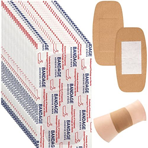 Sinmoe 100 Stück Große Flexible Haftverbände Wundversorgung Latexfrei Stoff PE Pflaster für Pflege und Schutz von Wunden, 2 x 4 Zoll (Braun)