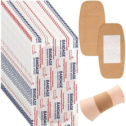 Sinmoe 100 Stück Große Flexible Haftverbände Wundversorgung Latexfrei Stoff PE Pflaster für Pflege und Schutz von Wunden, 2 x 4 Zoll (Braun)
