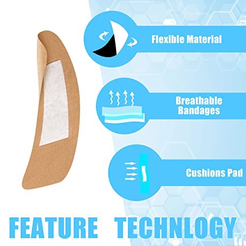 Sinmoe 100 Stück Große Flexible Haftverbände Wundversorgung Latexfrei Stoff PE Pflaster für Pflege und Schutz von Wunden, 2 x 4 Zoll (Braun)