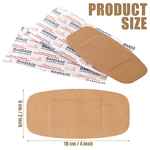 Sinmoe 100 Stück Große Flexible Haftverbände Wundversorgung Latexfrei Stoff PE Pflaster für Pflege und Schutz von Wunden, 2 x 4 Zoll (Braun)