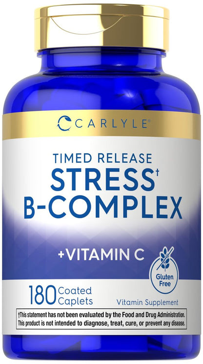 Carlyle Stress B Complex mit Vitamin C | 180 Tabletten | mit B6, B12, Folsäure, Biotin | Vegetarisch, Nicht-GVO & Glutenfrei