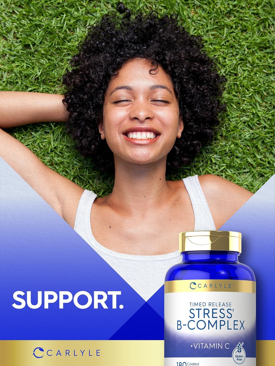 Carlyle Stress B Complex mit Vitamin C | 180 Tabletten | mit B6, B12, Folsäure, Biotin | Vegetarisch, Nicht-GVO & Glutenfrei