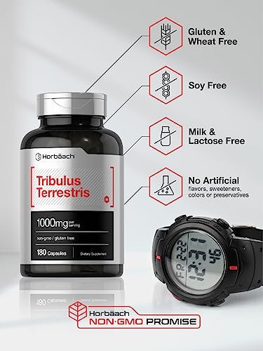 Horbaach Tribulus Terrestris für Männer | 1000 mg | 180 Kapseln | Extrakt | Non-GMO & Glutenfrei