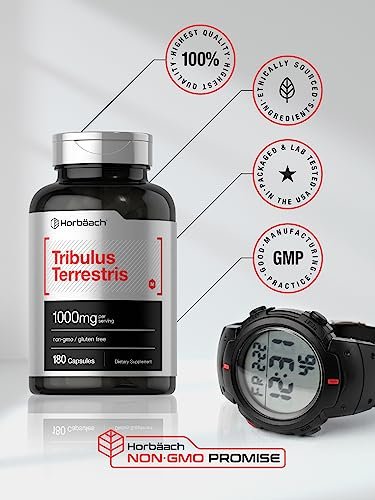 Horbaach Tribulus Terrestris für Männer | 1000 mg | 180 Kapseln | Extrakt | Non-GMO & Glutenfrei