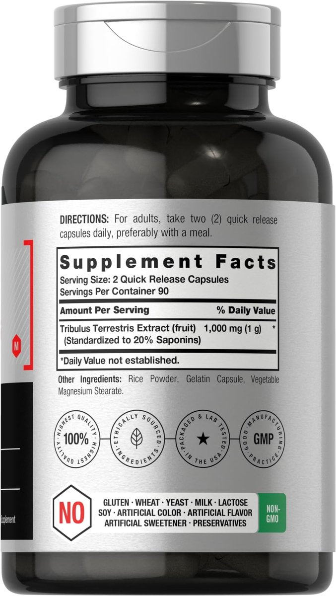 Horbaach Tribulus Terrestris für Männer | 1000 mg | 180 Kapseln | Extrakt | Non-GMO & Glutenfrei