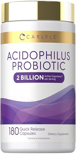 Carlyle Acidophilus Probiotikum für Frauen und Männer – 2 Milliarden KBE, 180 Kapseln, Verdauungsgesundheit, Nicht-GVO & Glutenfrei