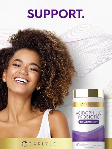 Carlyle Acidophilus Probiotikum für Frauen und Männer – 2 Milliarden KBE, 180 Kapseln, Verdauungsgesundheit, Nicht-GVO & Glutenfrei