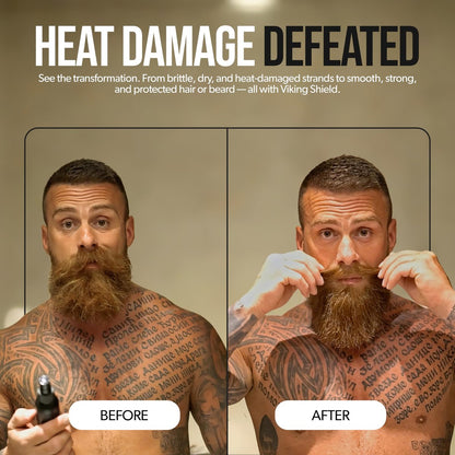 Bart- und Haar-Hitzeschutzspray - Viking Shield Bartspray für Männer, schützt vor Hitzeschäden durch Glätteisen und Styling - Arganöl Thermo-Schutzspray - Schutz bis 450°F - 118 ml