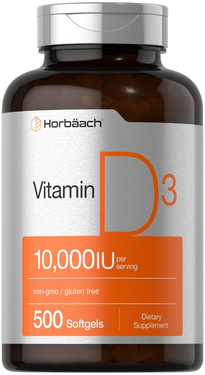 Horbäach Vitamin D3 10000 IE | 500 Softgels | Premium Hochdosiert | Non-GMO, Glutenfrei | 250mcg | Wertgröße